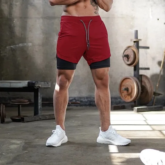 Camo Running Shorts Men 2 In 1 Double-deck Quick Dry GYM Sport Shorts Fitness Jogging Workout Shorts Men Sports Short Pants