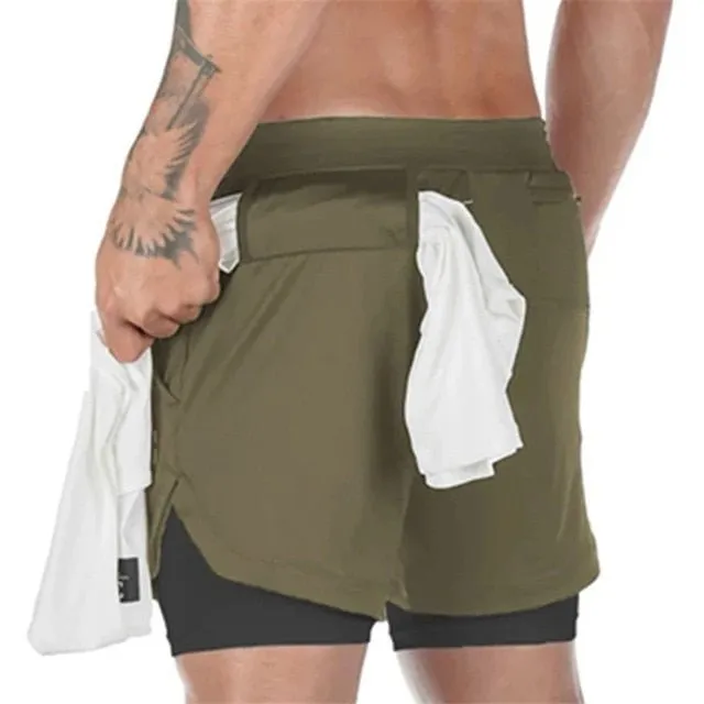 Camo Running Shorts Men 2 In 1 Double-deck Quick Dry GYM Sport Shorts Fitness Jogging Workout Shorts Men Sports Short Pants