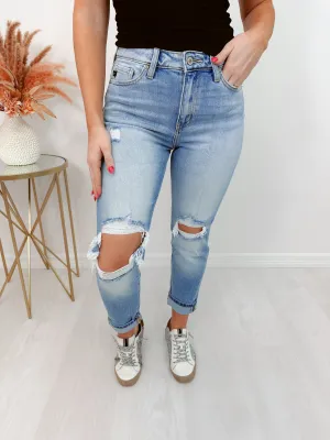 Carmen Cuffed Distressed Mom Jeans