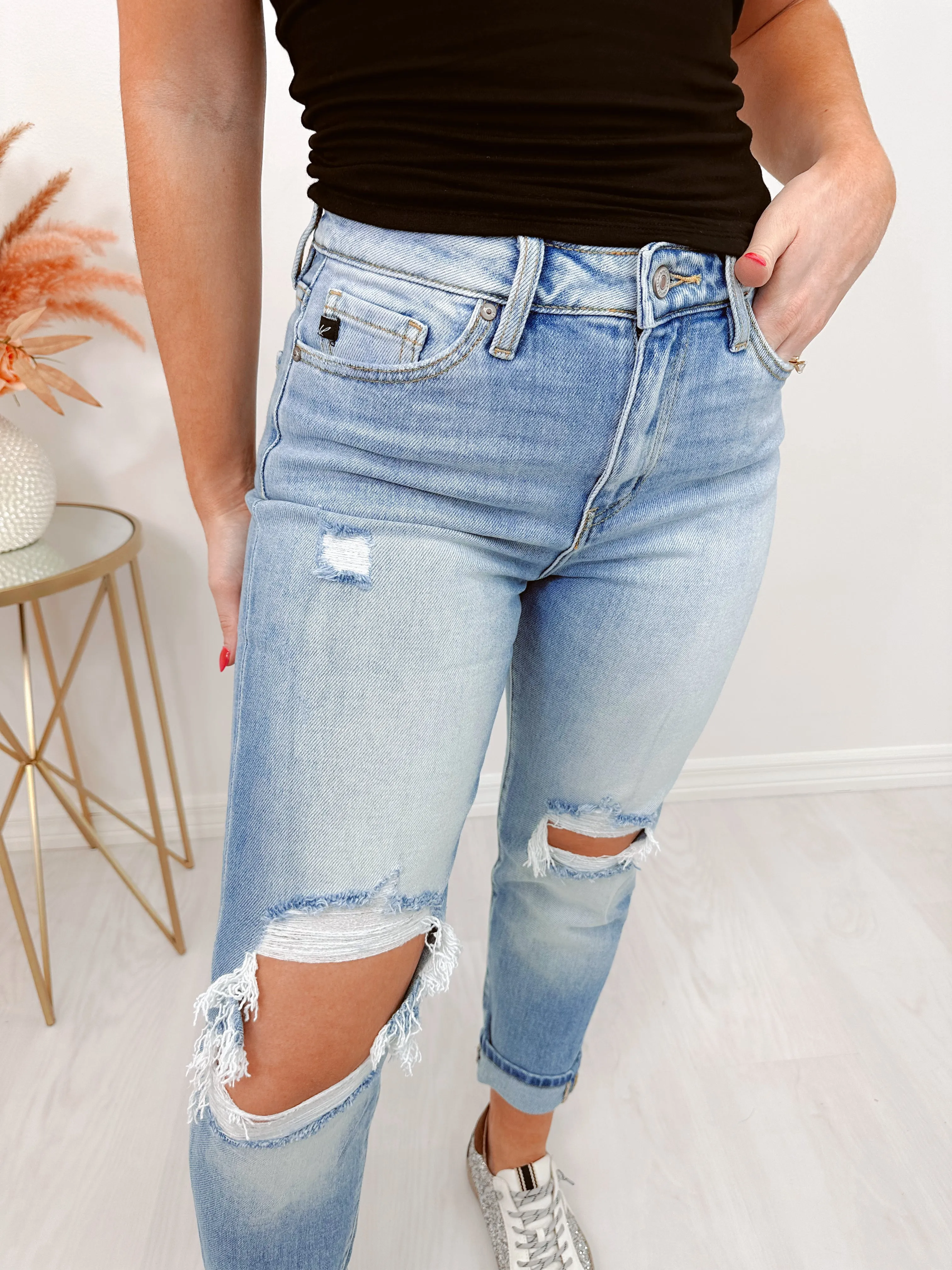 Carmen Cuffed Distressed Mom Jeans