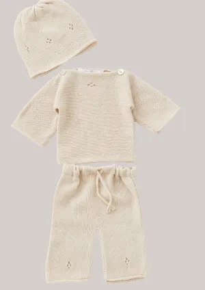 Cashmere Diamond 3 Pieces With Sweater Set in Latte