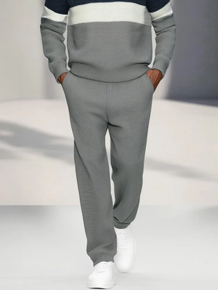 Casual Colorblock Sweatshirt Pants Set