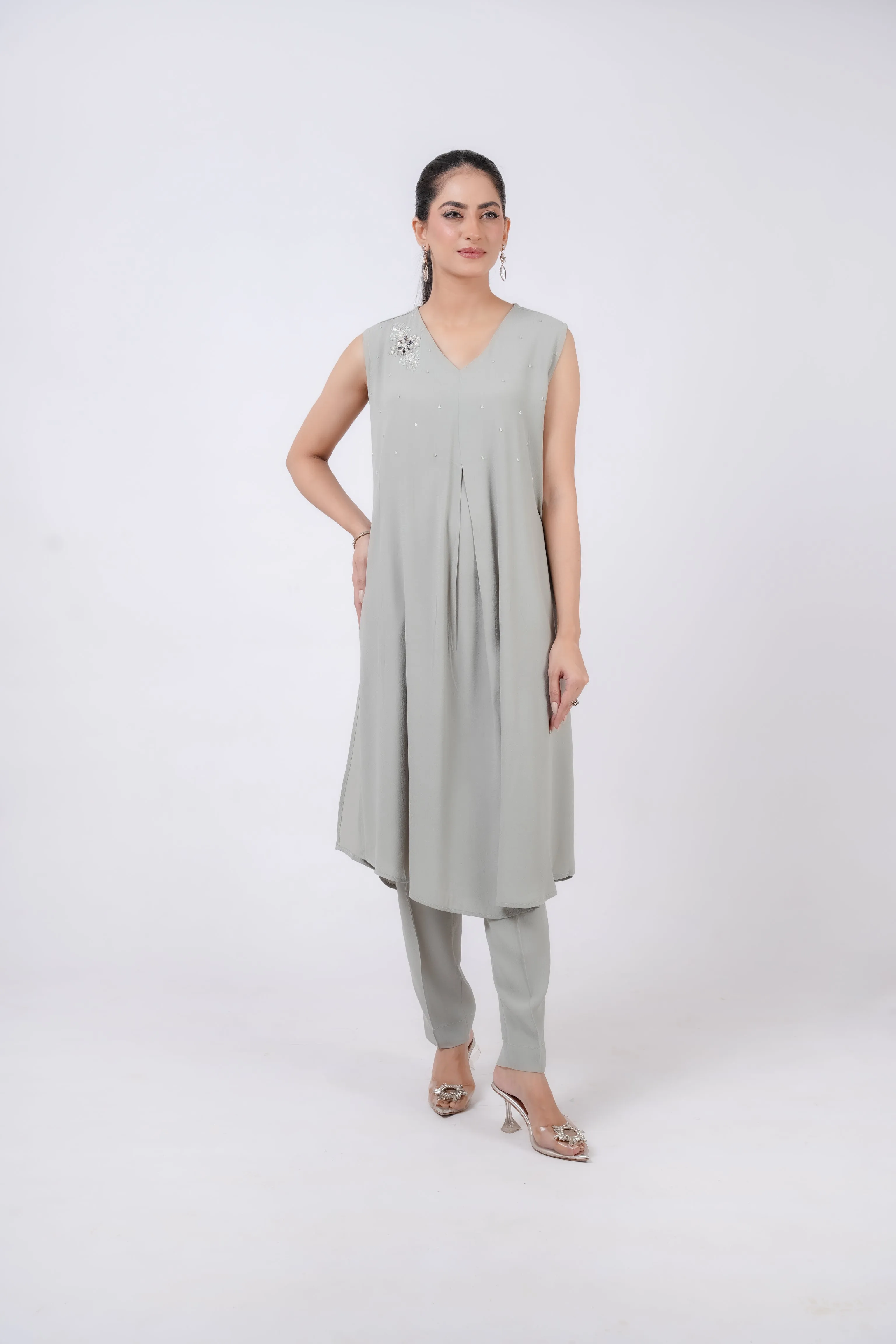Classic Ash Grey Embroidered