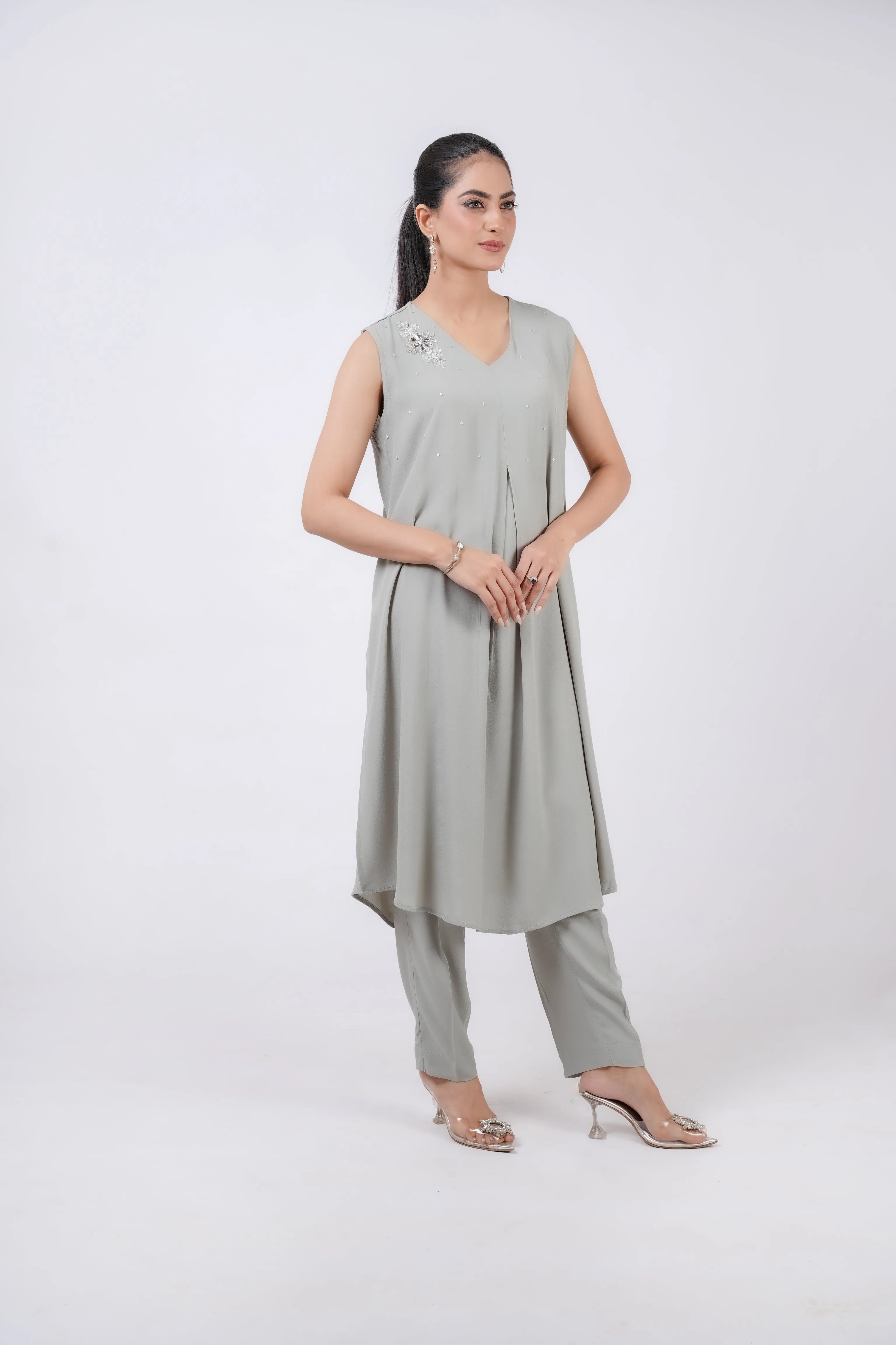 Classic Ash Grey Embroidered