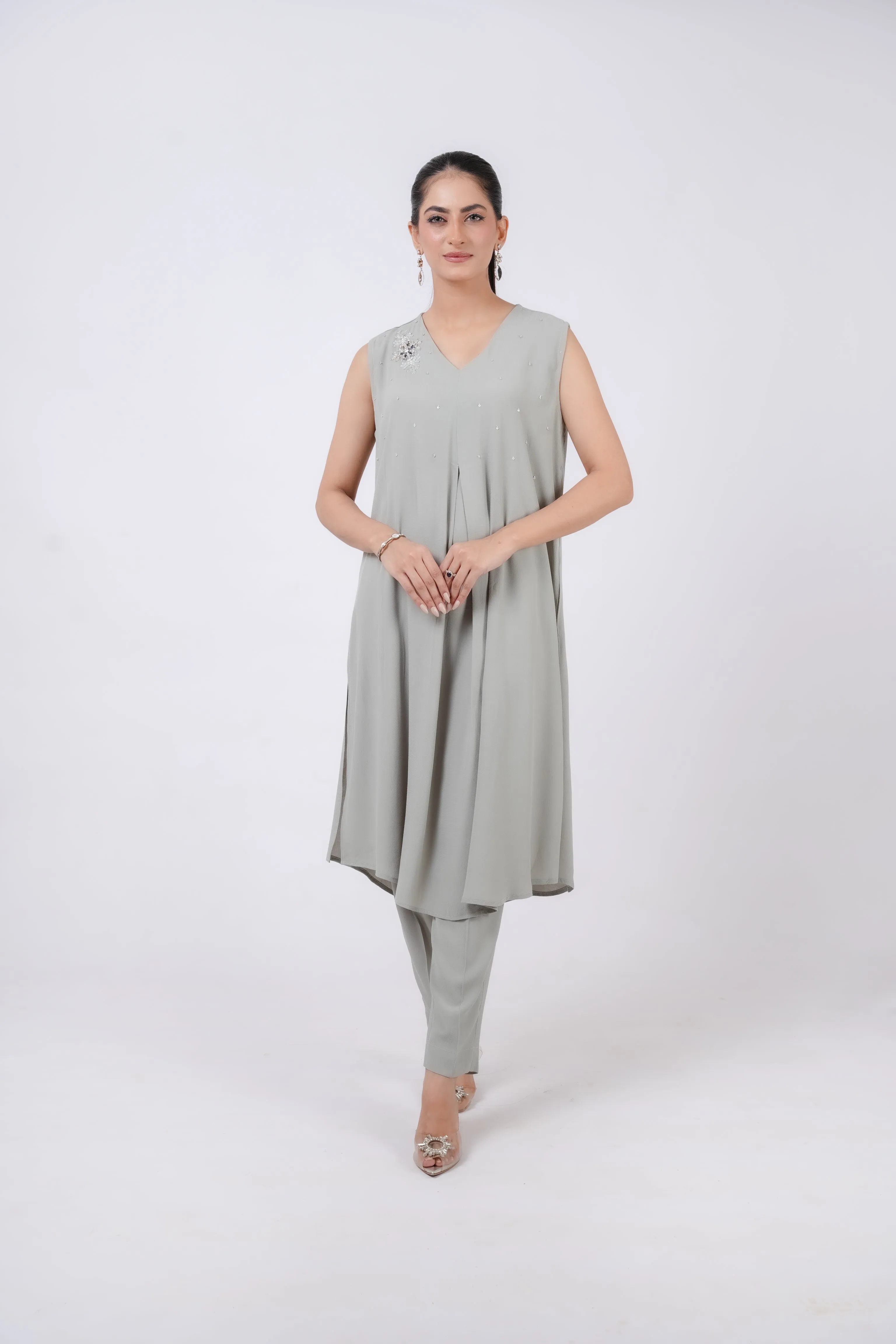 Classic Ash Grey Embroidered