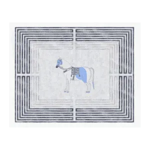 Classic Horse Silver Maze Hand Tufted Rug