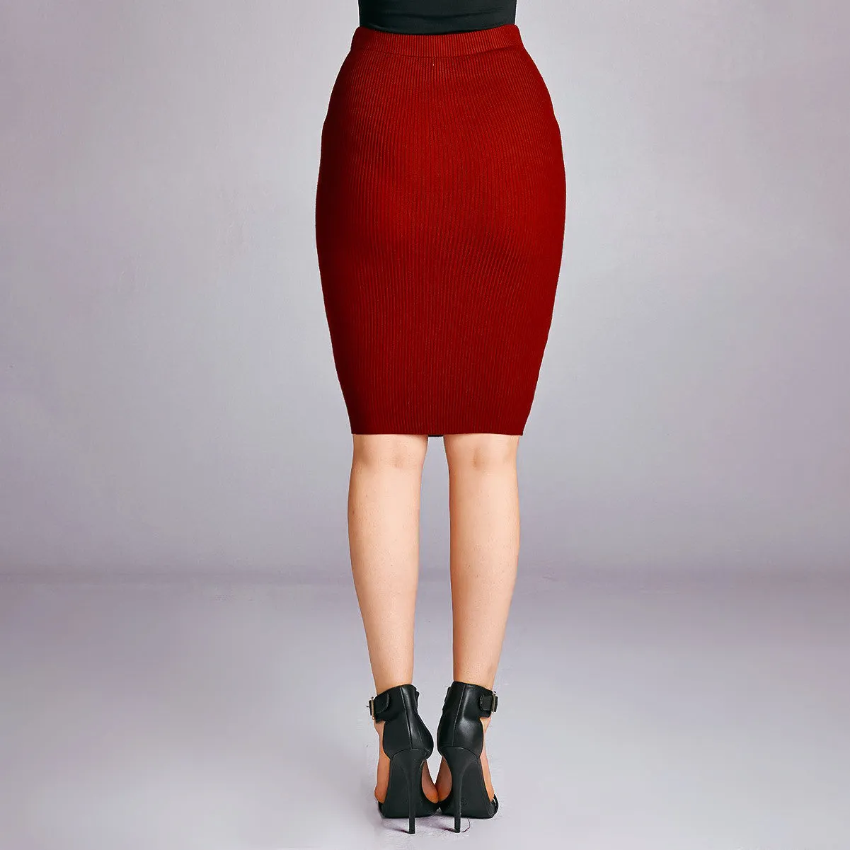 Classic Ribbed Bodycon Skirt