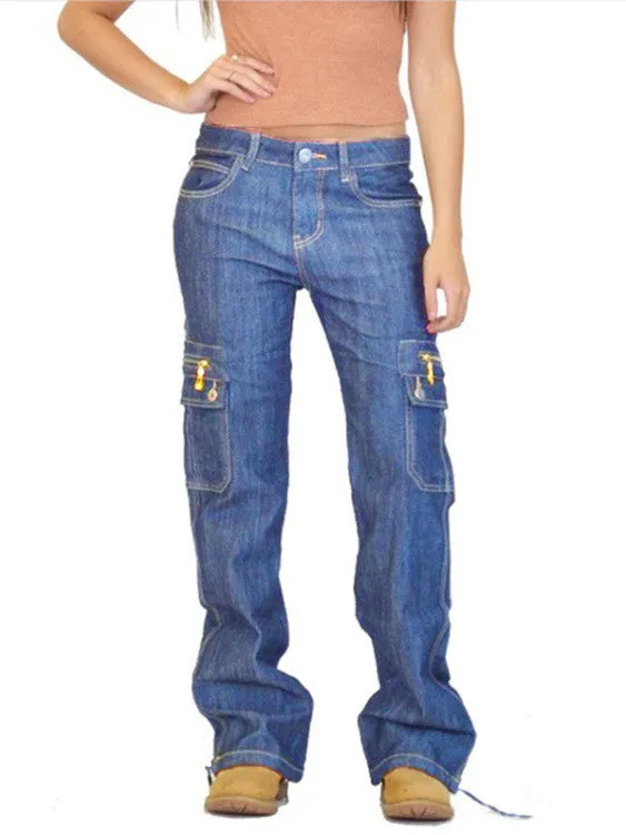 Comfy Loose Multi Pockets Casual Jeans For Women
