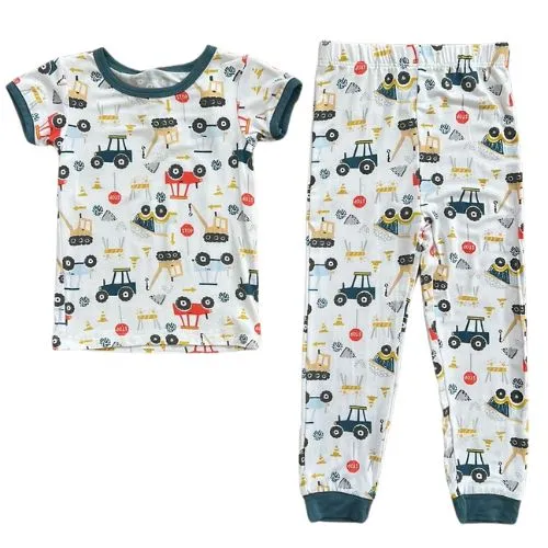 Construction Short Sleeve Bamboo Pajama Set