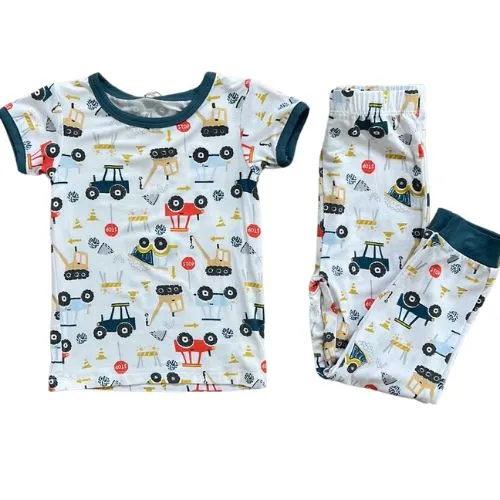 Construction Short Sleeve Bamboo Pajama Set