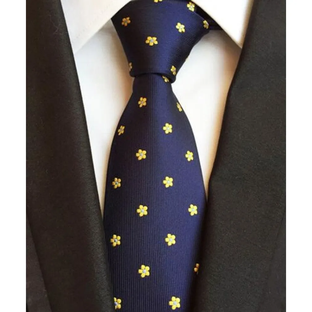 ContiNent 33 Fashion Neckties Classic Men's Stripe Yellow Navy Blue Wedding Ties Jacquard Woven 100% Silk Men Solid Tie Polka Dots Neck Ties