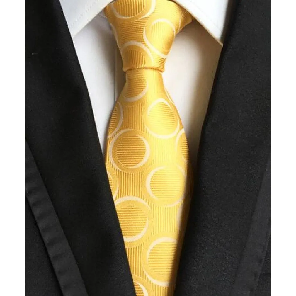ContiNent 33 Fashion Neckties Classic Men's Stripe Yellow Navy Blue Wedding Ties Jacquard Woven 100% Silk Men Solid Tie Polka Dots Neck Ties