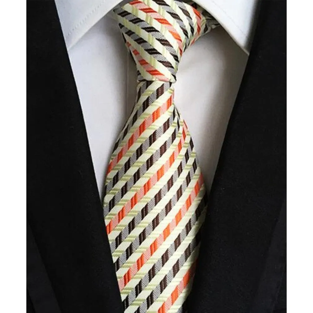 ContiNent 33 Fashion Neckties Classic Men's Stripe Yellow Navy Blue Wedding Ties Jacquard Woven 100% Silk Men Solid Tie Polka Dots Neck Ties