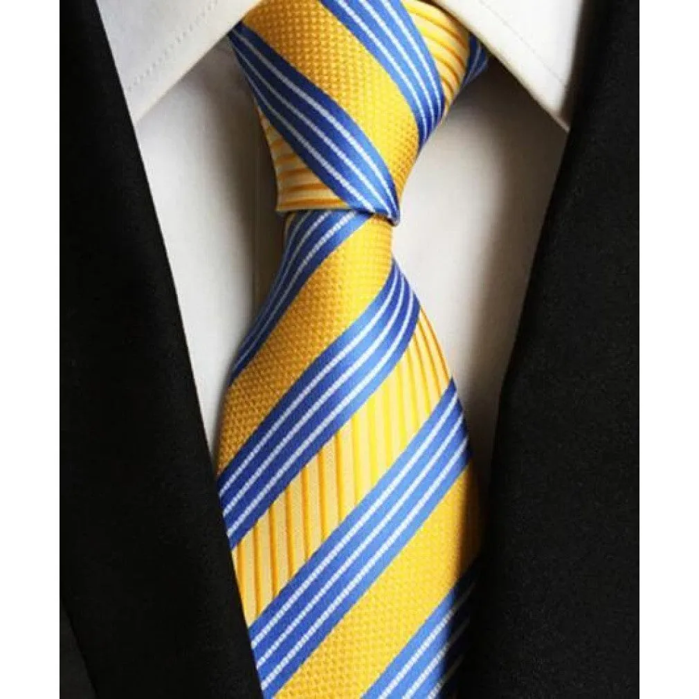 ContiNent 33 Fashion Neckties Classic Men's Stripe Yellow Navy Blue Wedding Ties Jacquard Woven 100% Silk Men Solid Tie Polka Dots Neck Ties