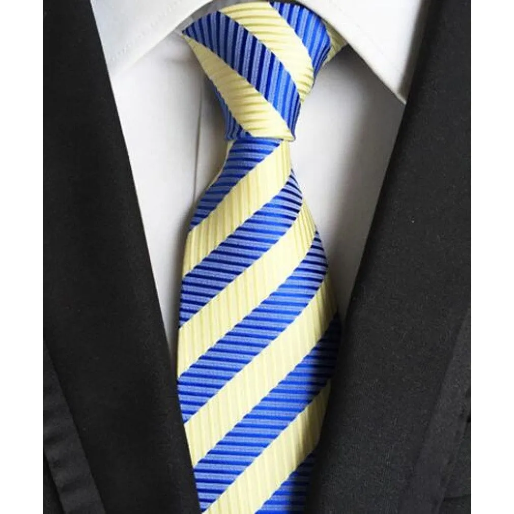 ContiNent 33 Fashion Neckties Classic Men's Stripe Yellow Navy Blue Wedding Ties Jacquard Woven 100% Silk Men Solid Tie Polka Dots Neck Ties