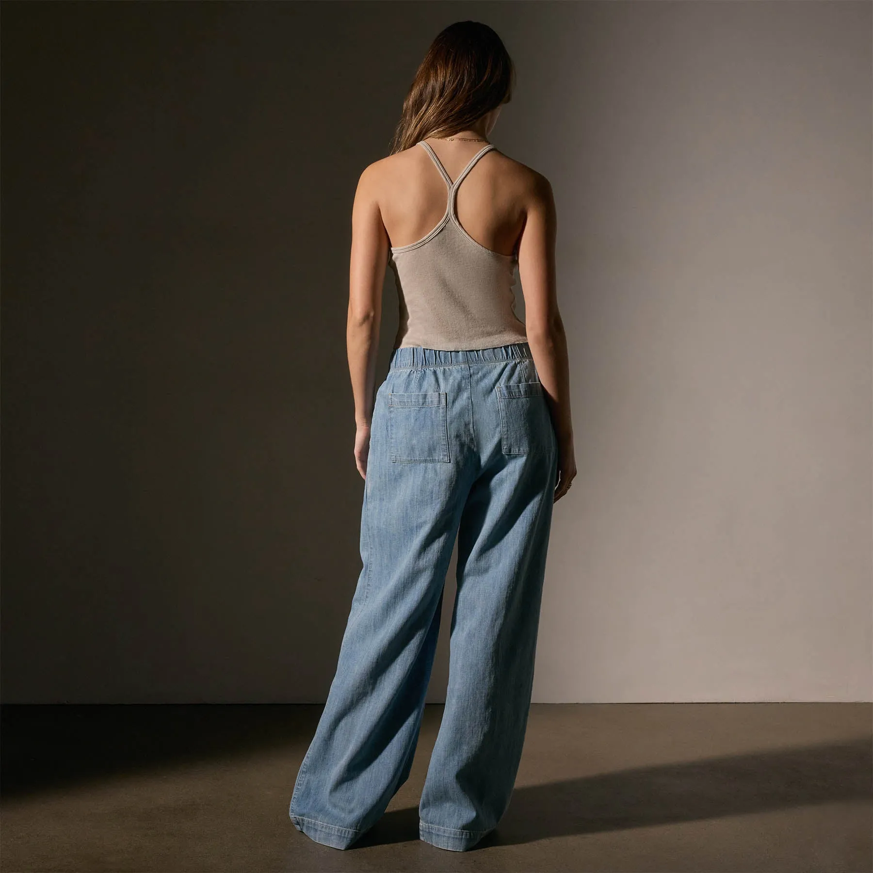 Cotton Cashmere Ribbed Racer Back Tank - Salt