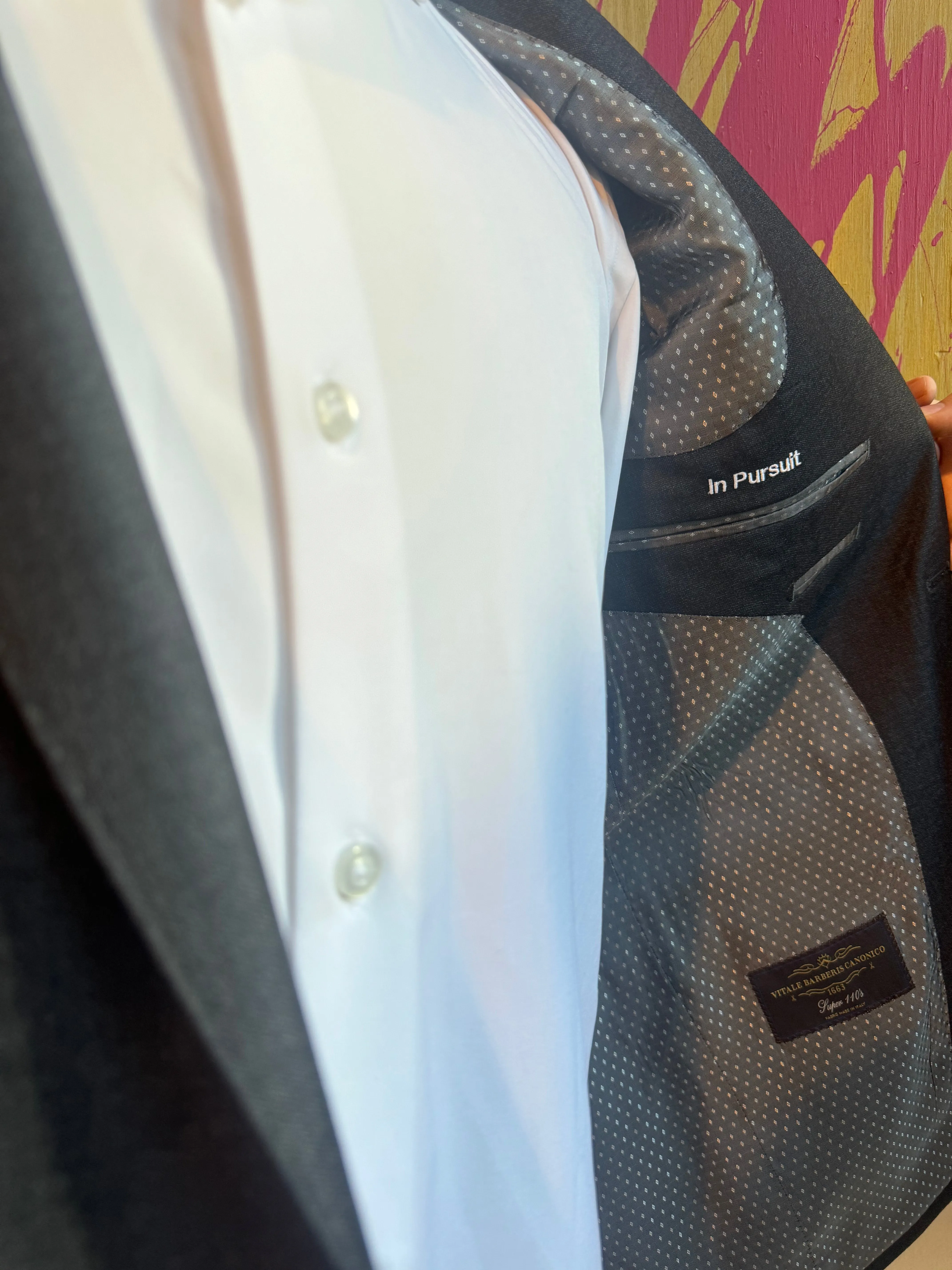 Dark Charcoal Sharkskin Premium Italian Suit Coat