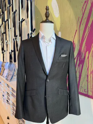 Dark Charcoal Sharkskin Premium Italian Suit Coat