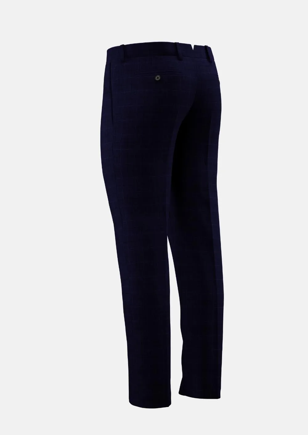 Deep Blue Flannel Windowpane Pants