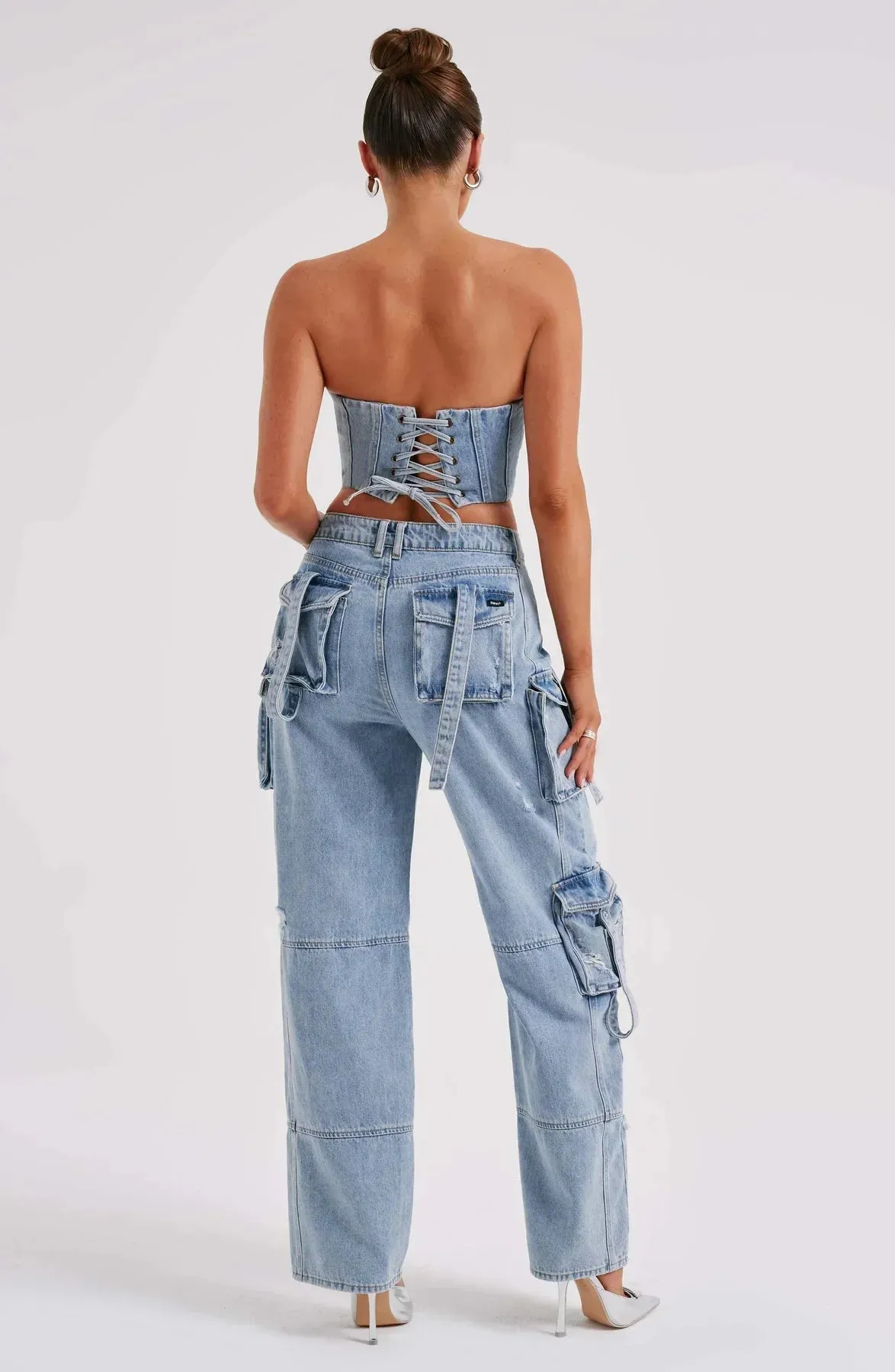 Demy | Denim corset and Cargo pants set