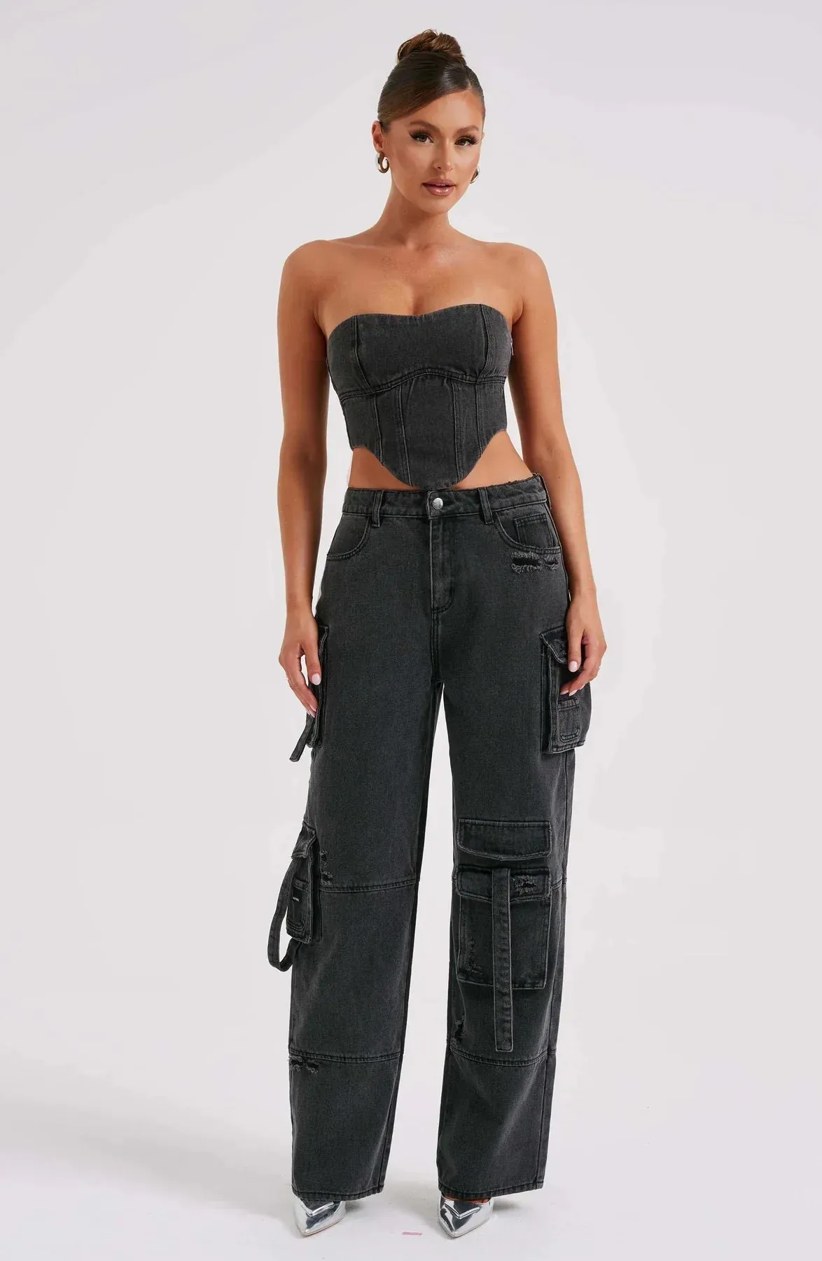 Demy | Denim corset and Cargo pants set