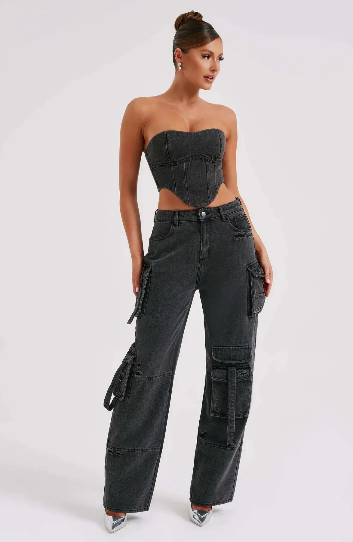 Demy | Denim corset and Cargo pants set