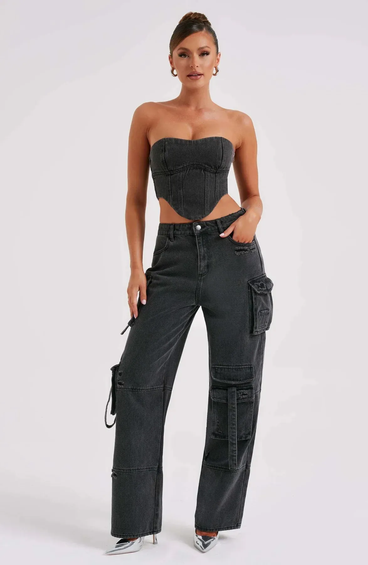 Demy | Denim corset and Cargo pants set