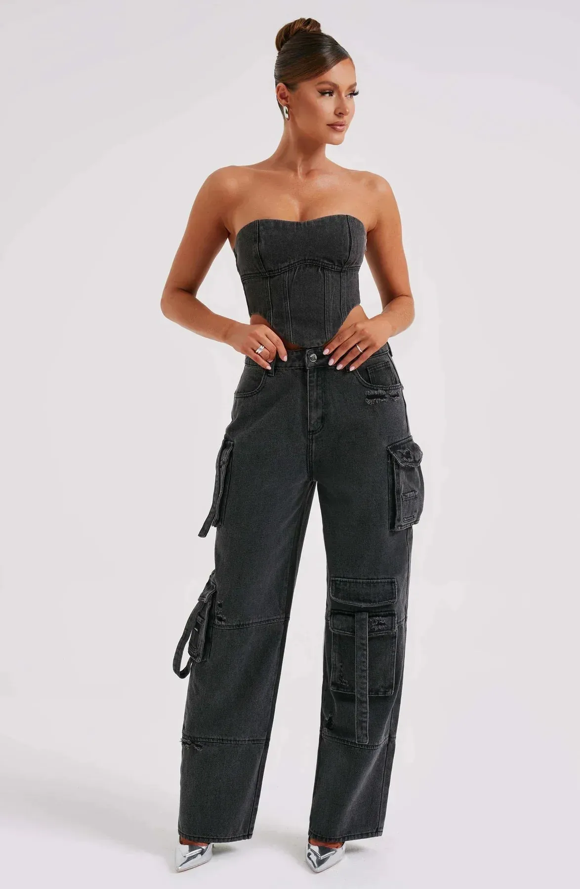Demy | Denim corset and Cargo pants set