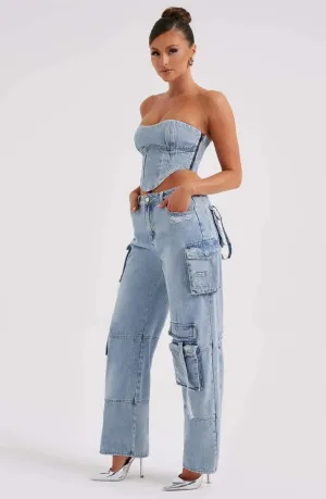 Demy | Denim corset and Cargo pants set