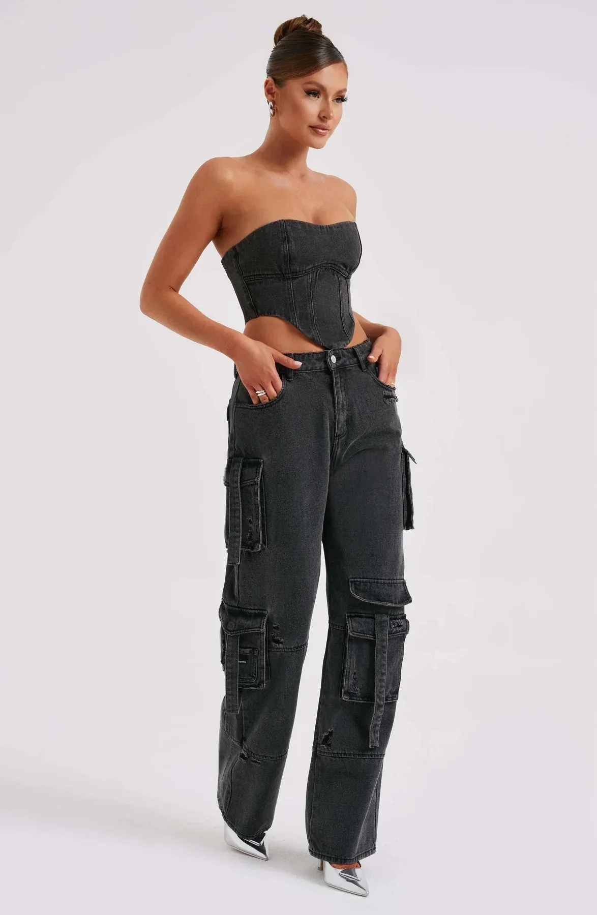 Demy | Denim corset and Cargo pants set