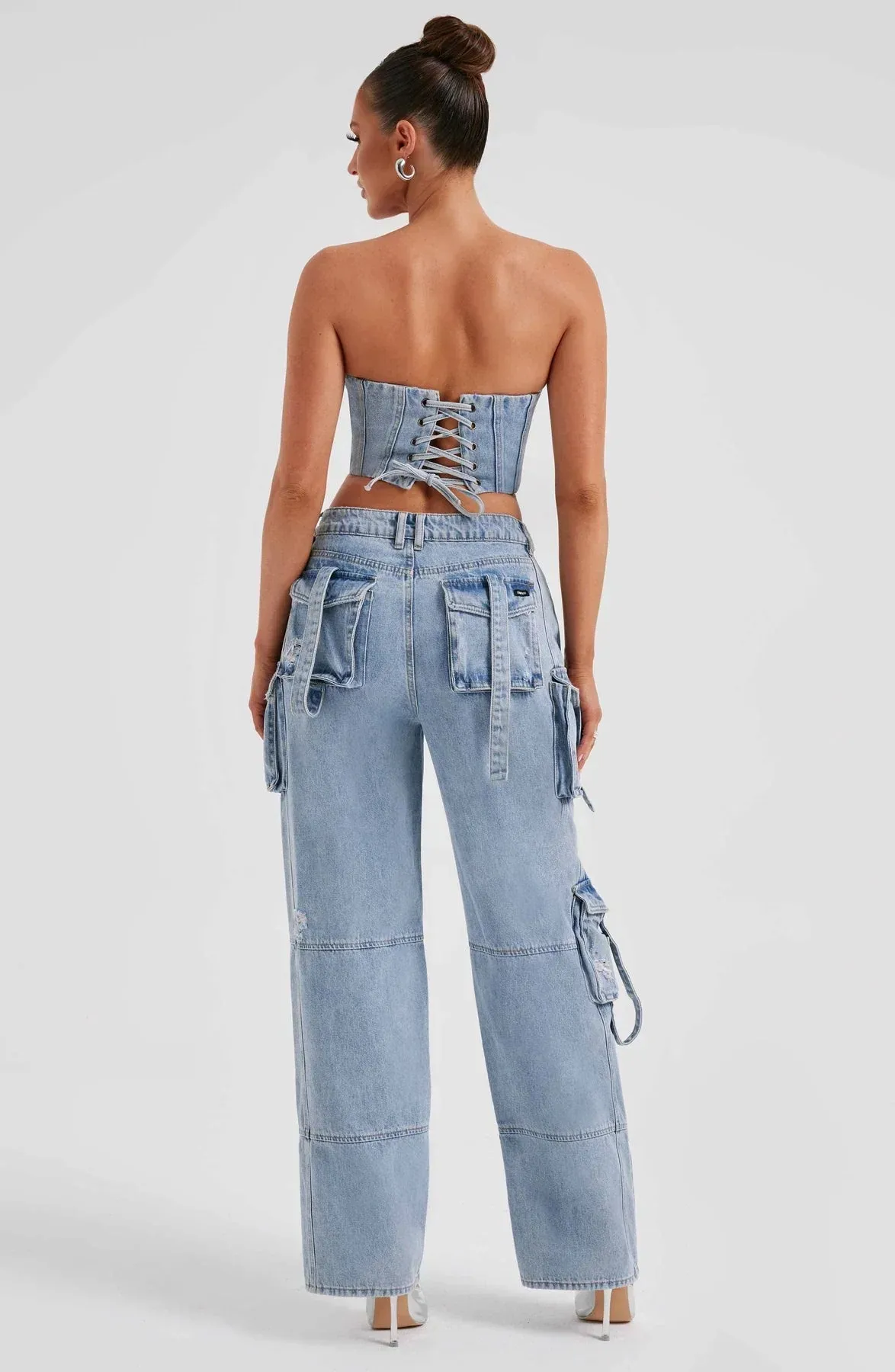 Demy | Denim corset and Cargo pants set