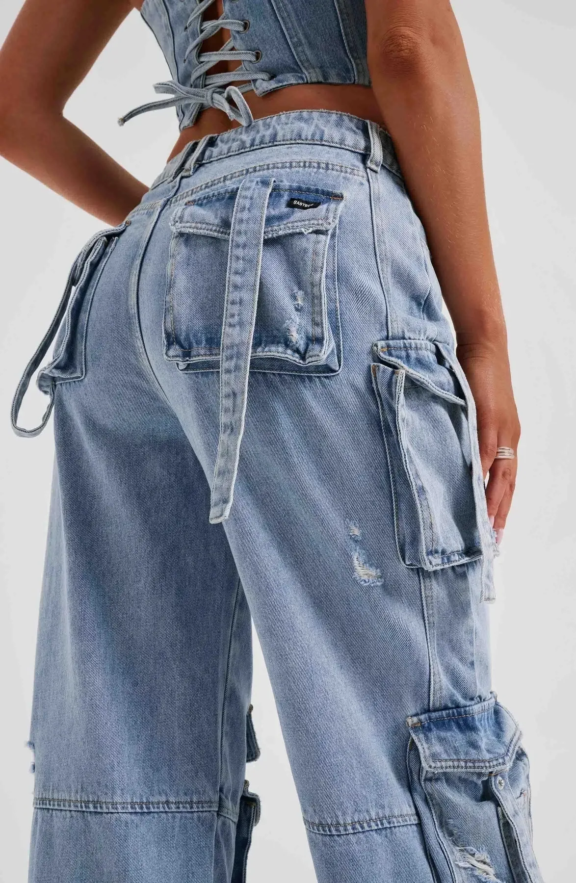 Demy | Denim corset and Cargo pants set