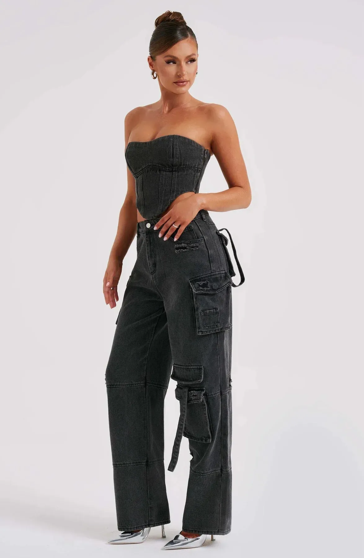 Demy | Denim corset and Cargo pants set