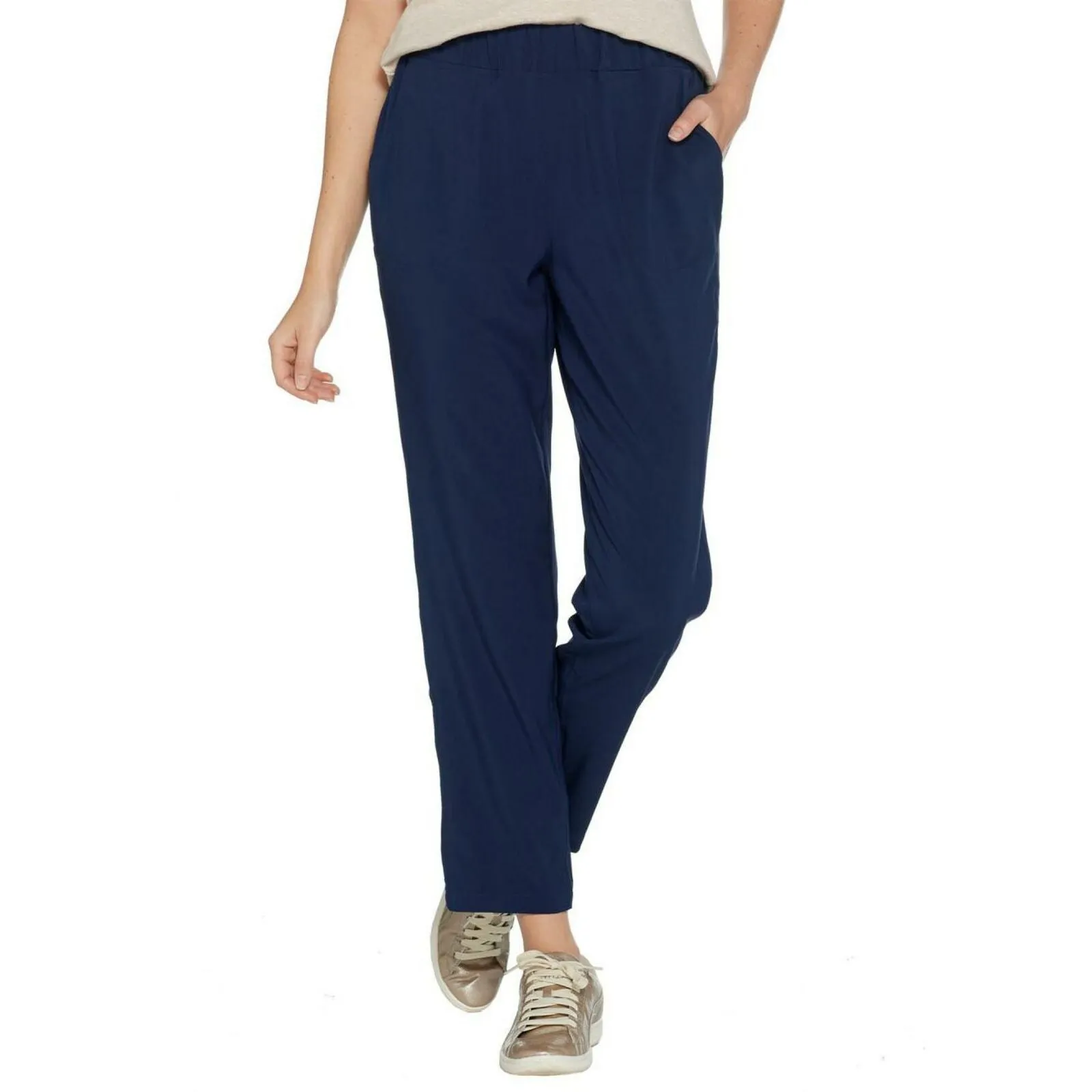 Denim & Co. Active Pull-On Ankle Pants With Pockets Navy Medium