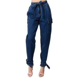 Denim Jogger with Ankle & Waist Tie