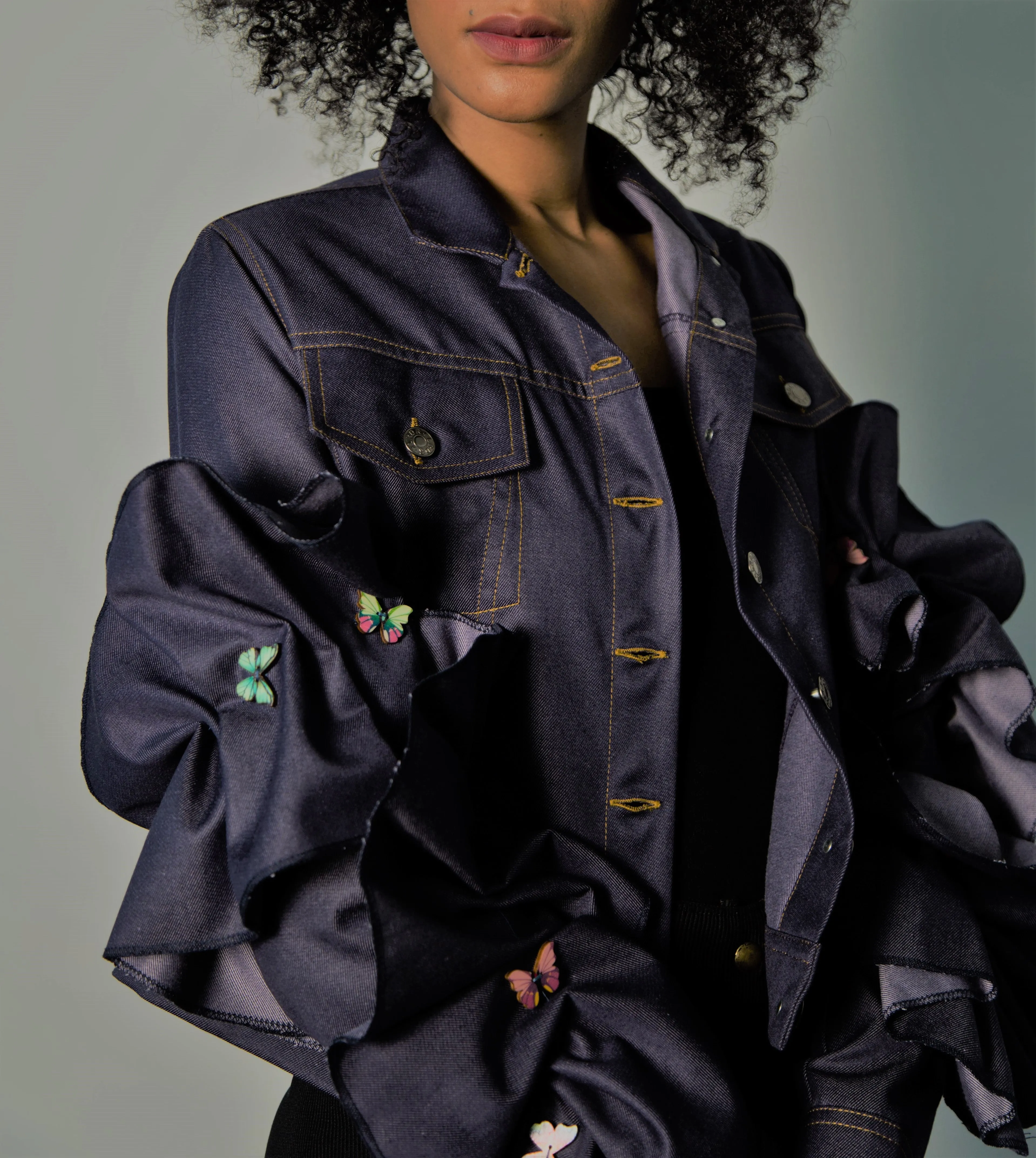 Denim Ruffled Jacket