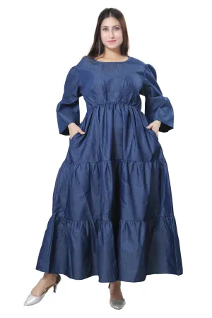 Denim Tiered Maxi Dress