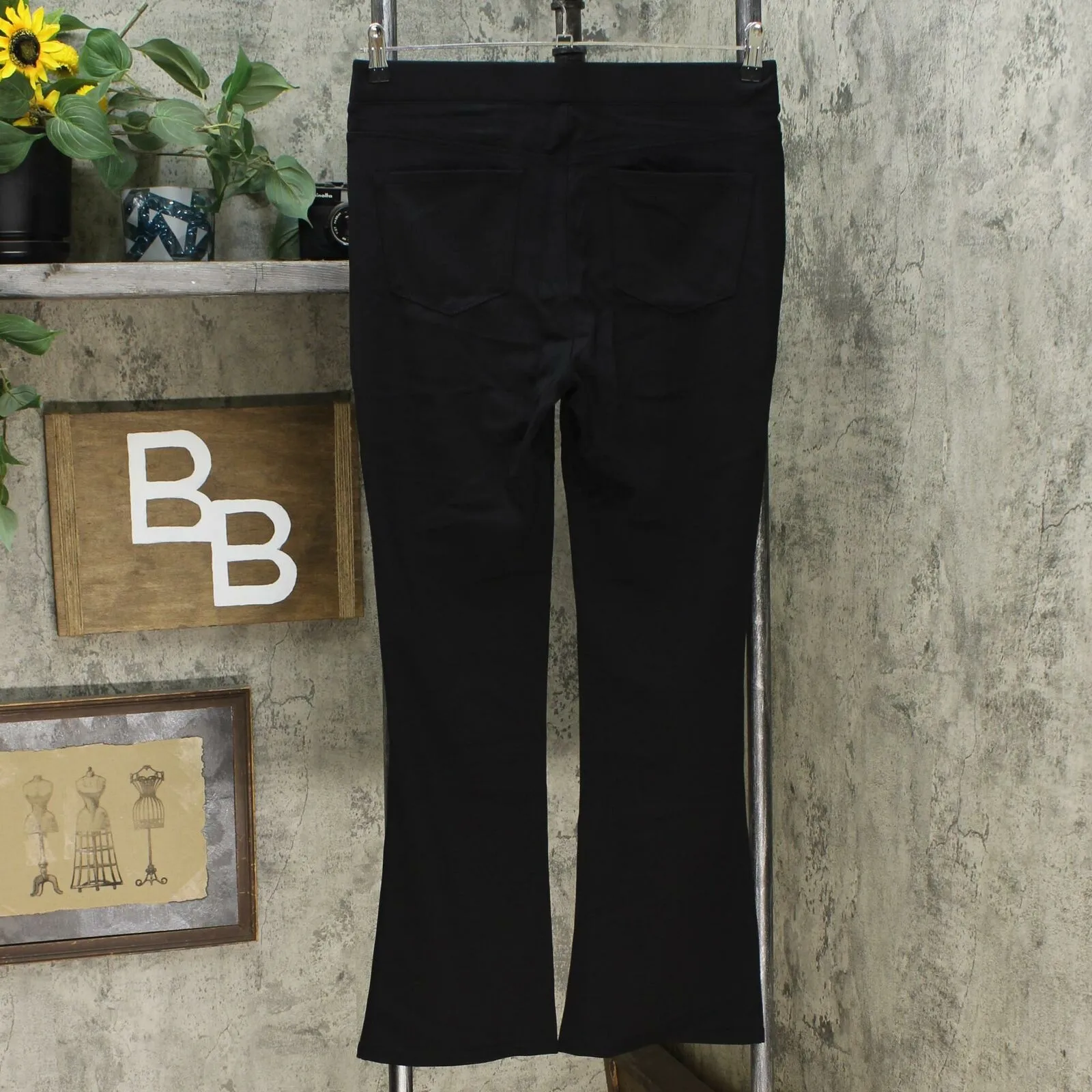 DG2 by Diane Gilman Pull On Ponte Boot Cut Pants Black Petite Medium