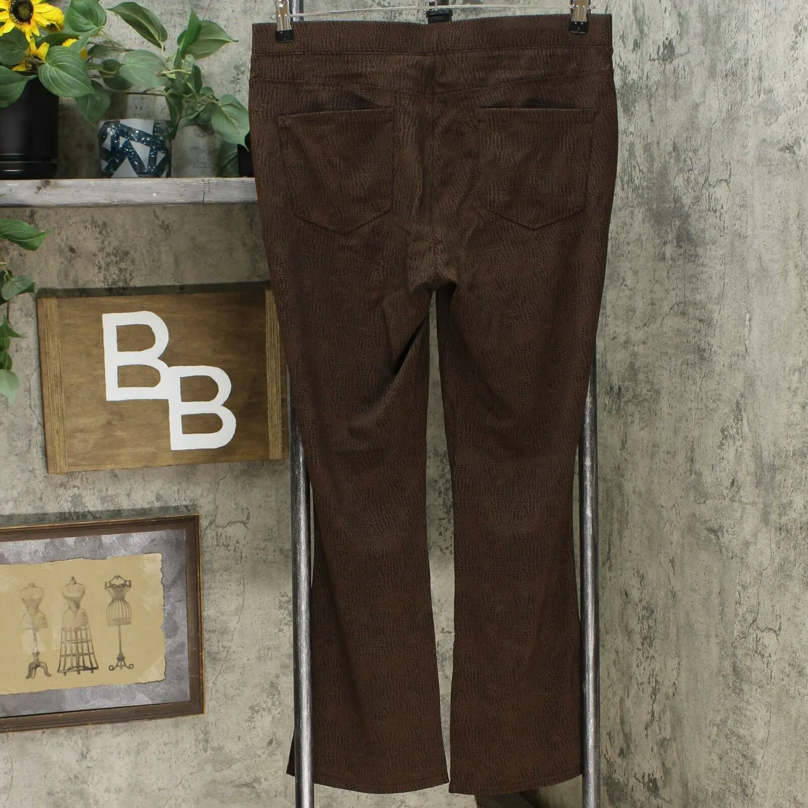 DG2 by Diane Gilman Pull On Stretch Ponte Boot Cut Pants Espresso Petite Large