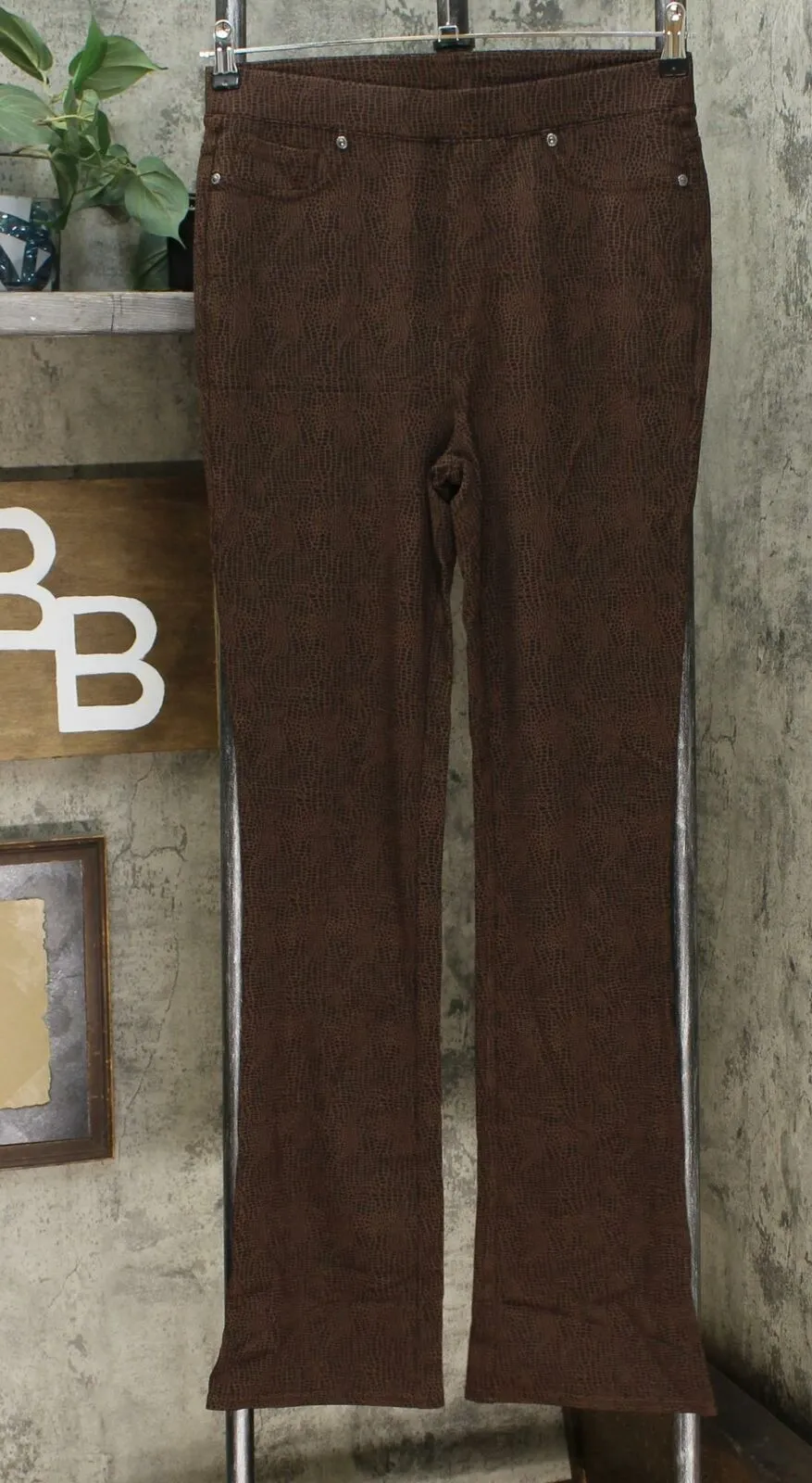 DG2 by Diane Gilman Pull On Stretch Ponte Boot Cut Pants Espresso Small Tall