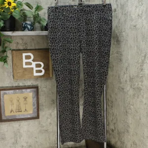 DG2 by Diane Gilman Pull On Stretch Ponte Boot Cut Pants Gray Leopard XL