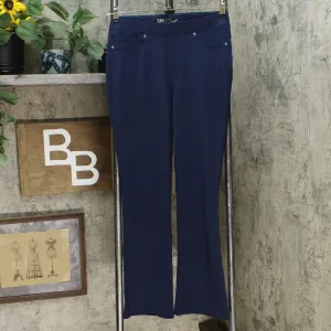 DG2 by Diane Gilman Stretch Ponte Boot Cut Pants Navy Petite Small