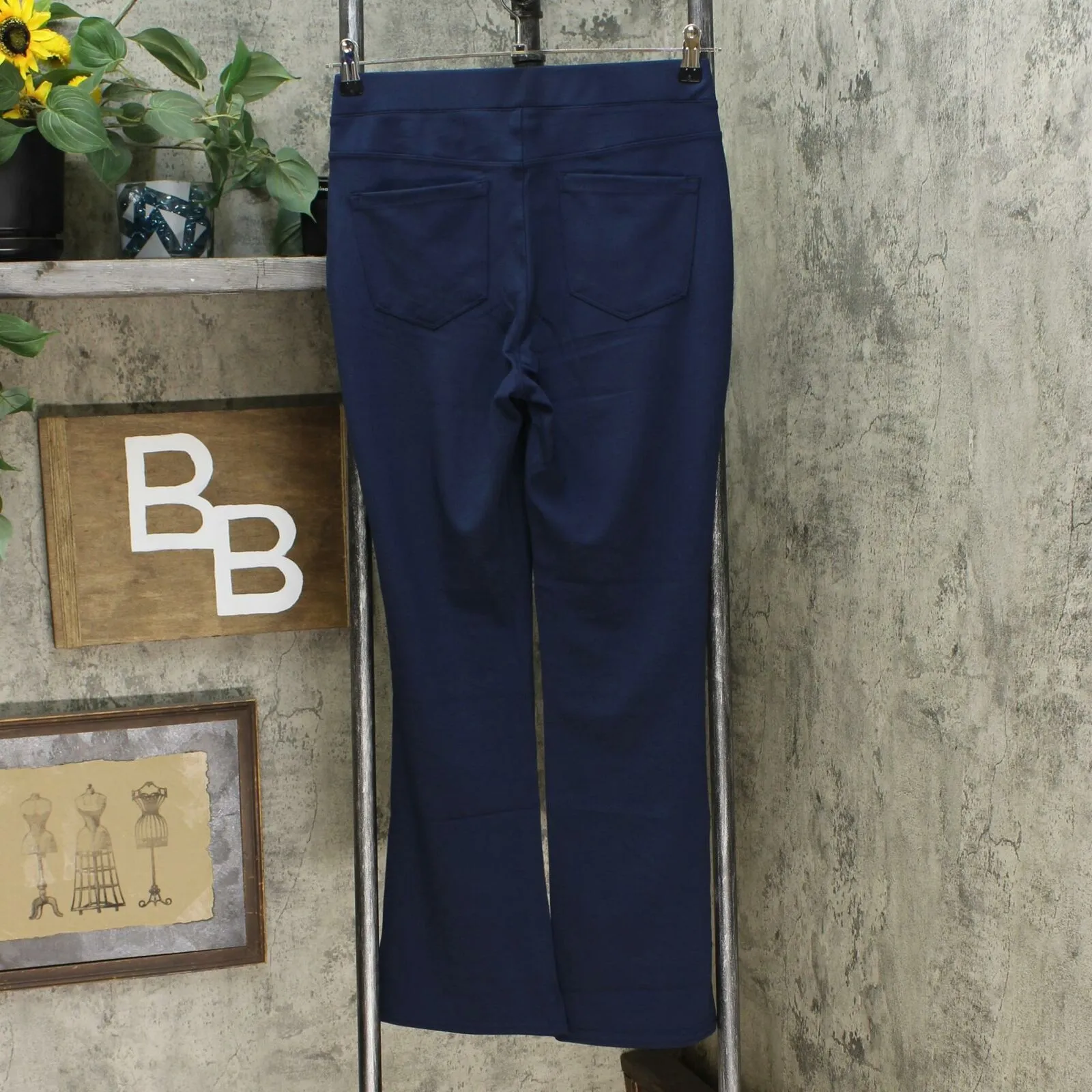 DG2 by Diane Gilman Stretch Ponte Boot Cut Pants Navy Petite Small