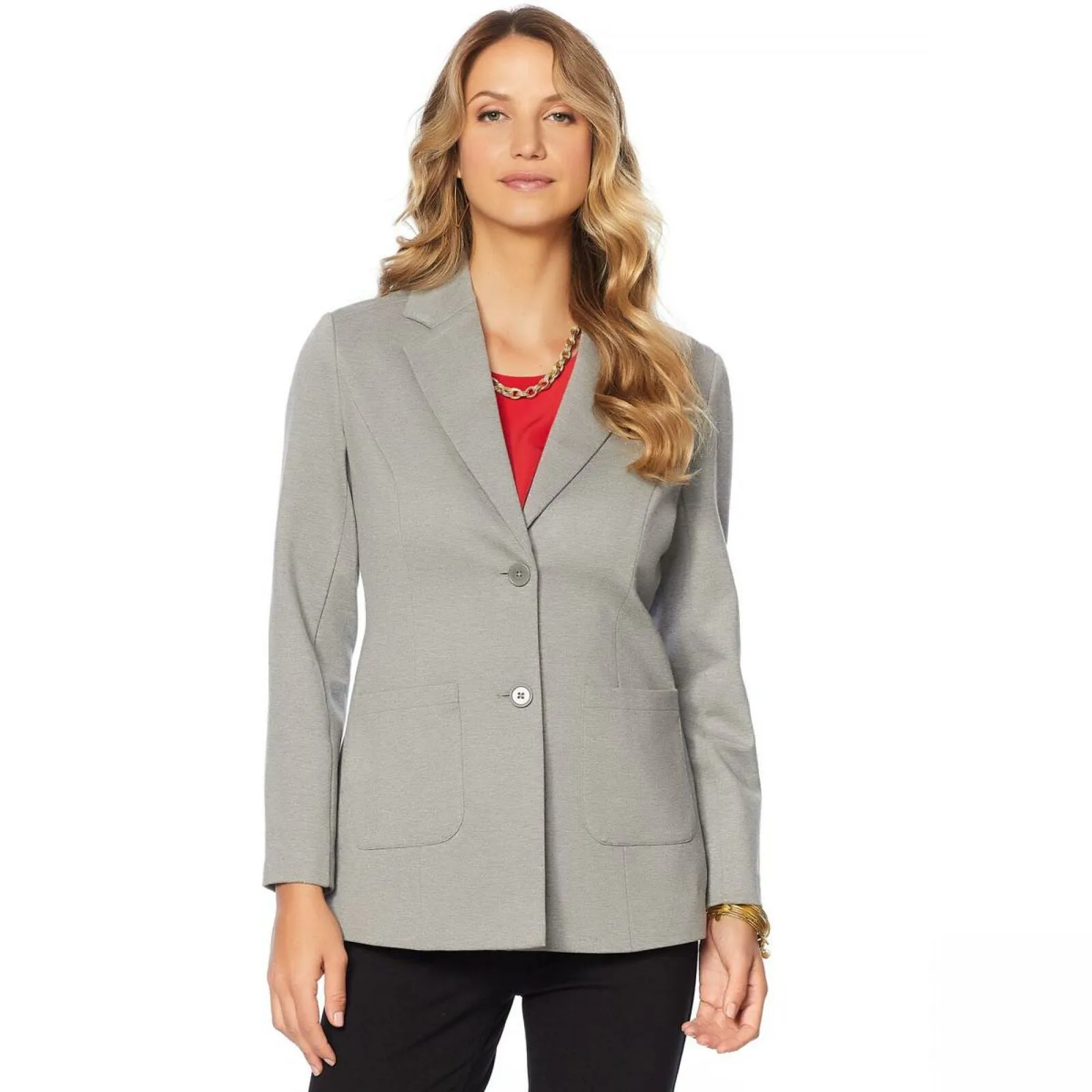 DG2 by Diane Gilman Women's Classic Stretch Ponte Knit Blazer