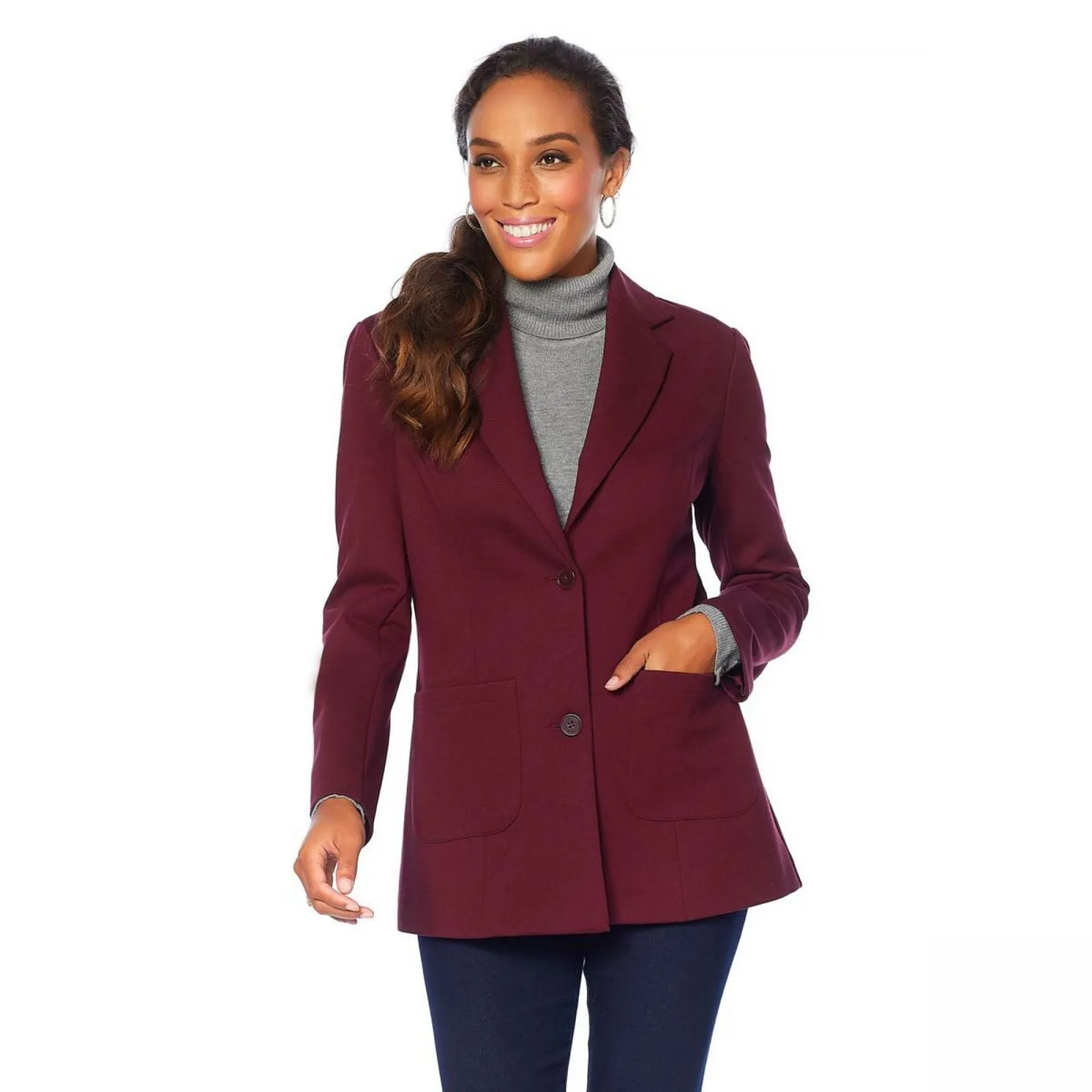 DG2 by Diane Gilman Women's Classic Stretch Ponte Knit Blazer