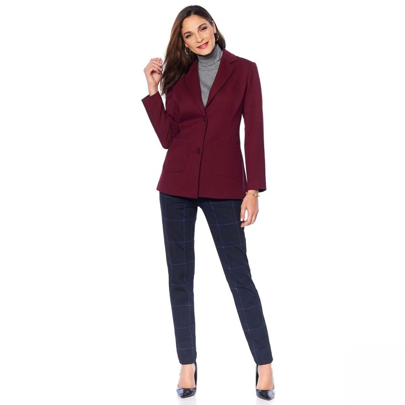 DG2 by Diane Gilman Women's Classic Stretch Ponte Knit Blazer