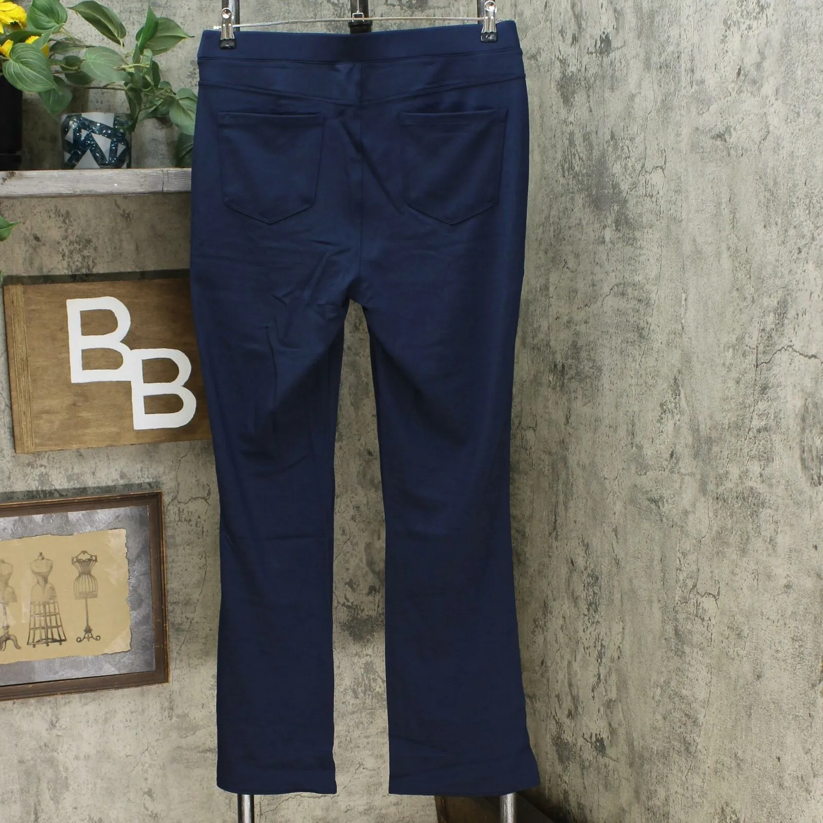 DG2 by Diane Gilman Women's Pull On Stretch Ponte Boot Cut Pants Navy Large