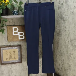 DG2 by Diane Gilman Women's Pull On Stretch Ponte Boot Cut Pants Navy Large