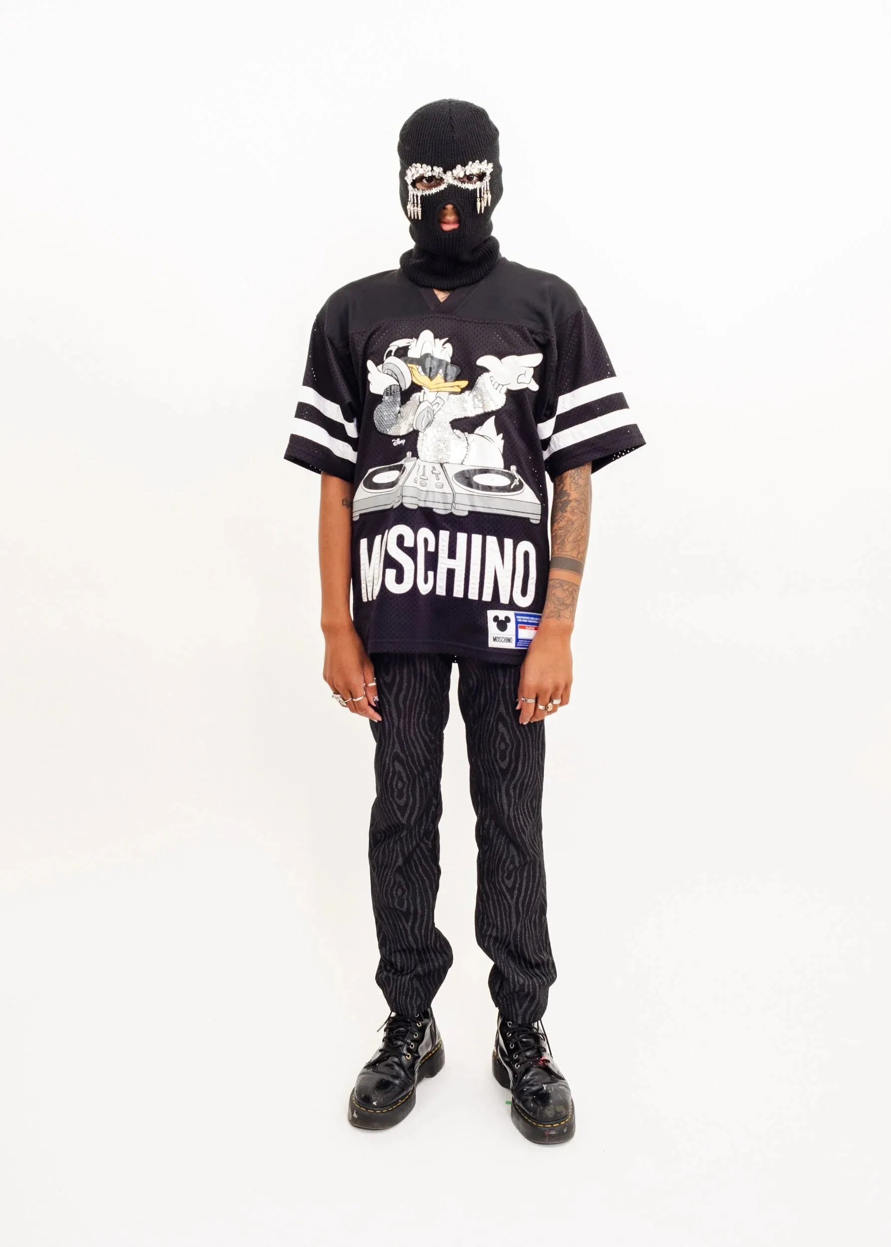 DJ Donald Duck sequinned baseball shirt