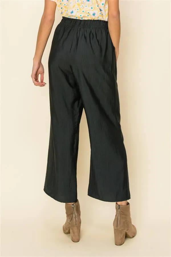 Drawstring Black Capri Pants